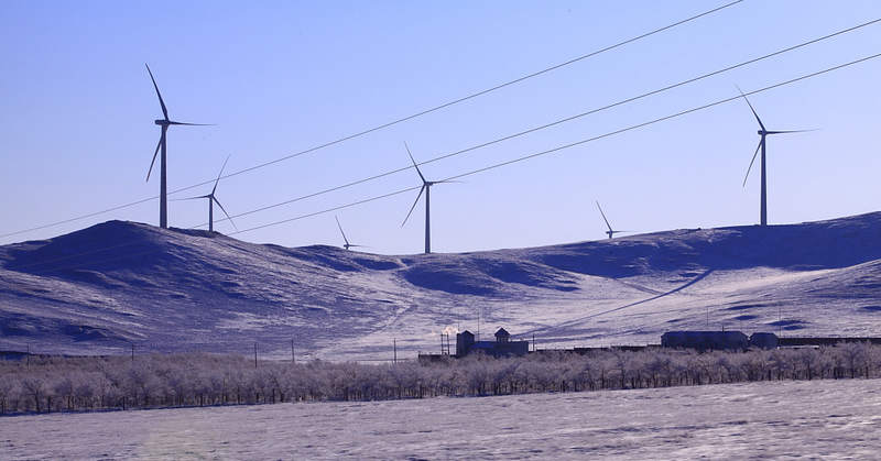 漫山遍野的风力发电机也是满洲里的一大特色。
