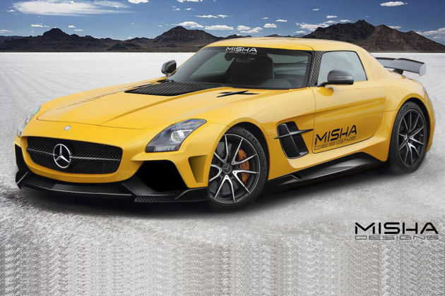 近日，Misha Designs正在为梅赛德斯-奔驰SLS AMG开发全新车身套件，而在正式发布前，公司也迫不及待先行发布了几张效果图吊吊大家的胃口。